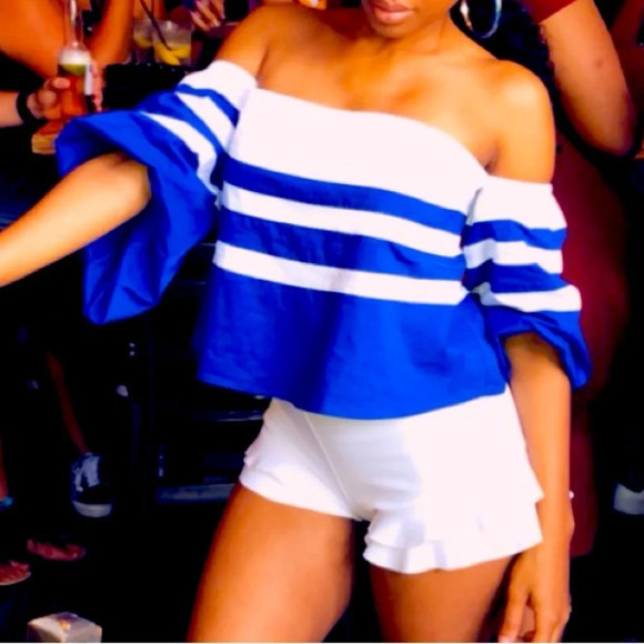 Vintage bebe off the shoulder nautical  top - Picture 1 of 4